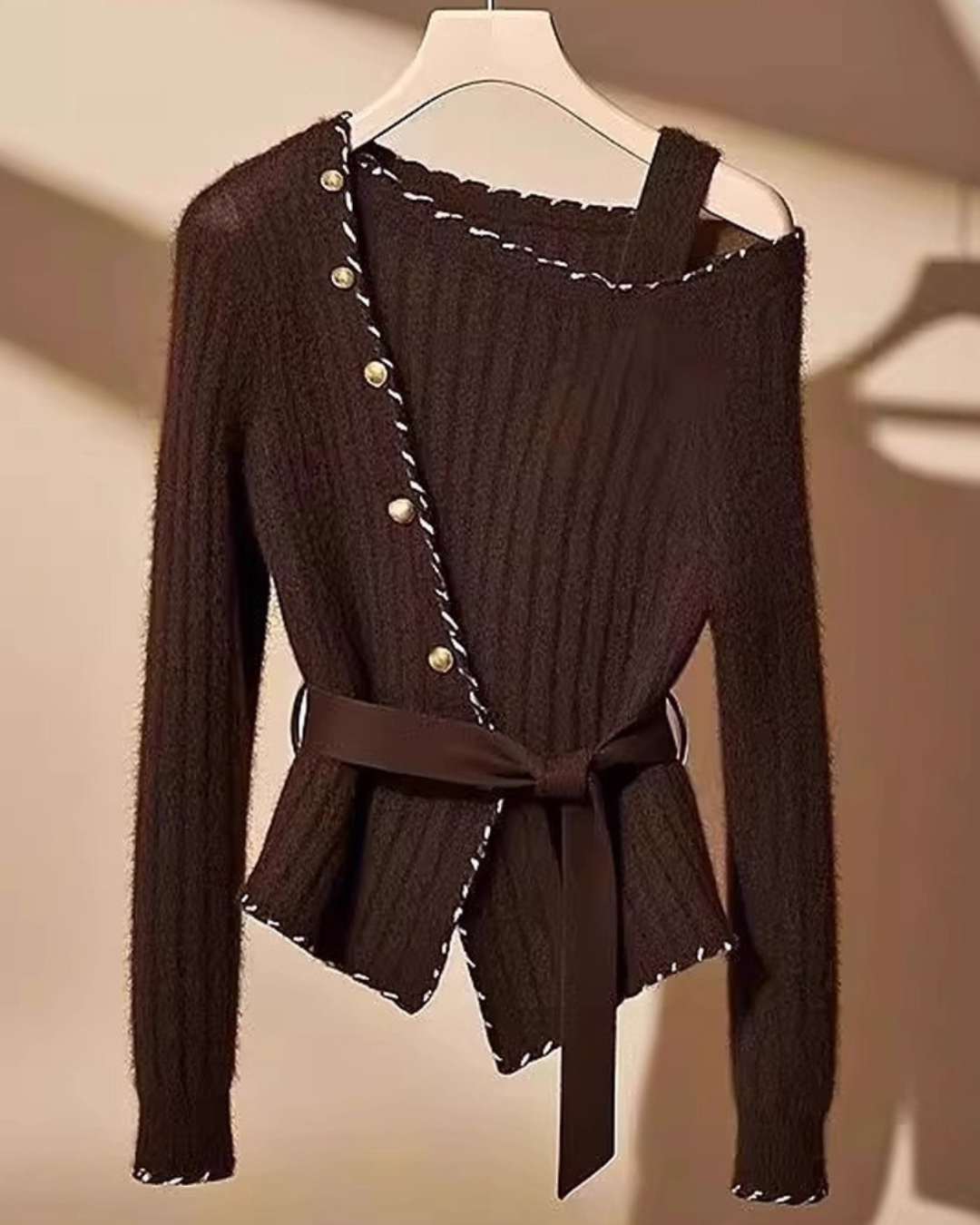 アシンメトリーベルトニット - 00041