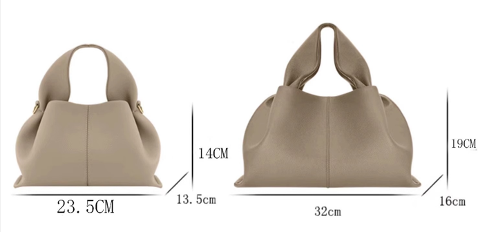 レザータッチギャザーハンドバッグ - 00033