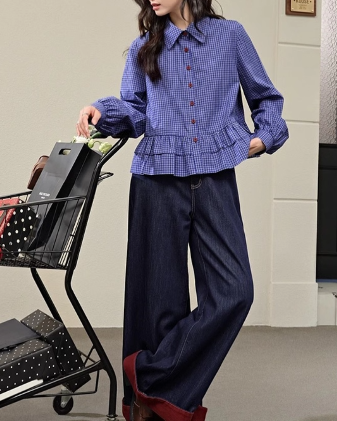 チェックフリルシャツ - 00047