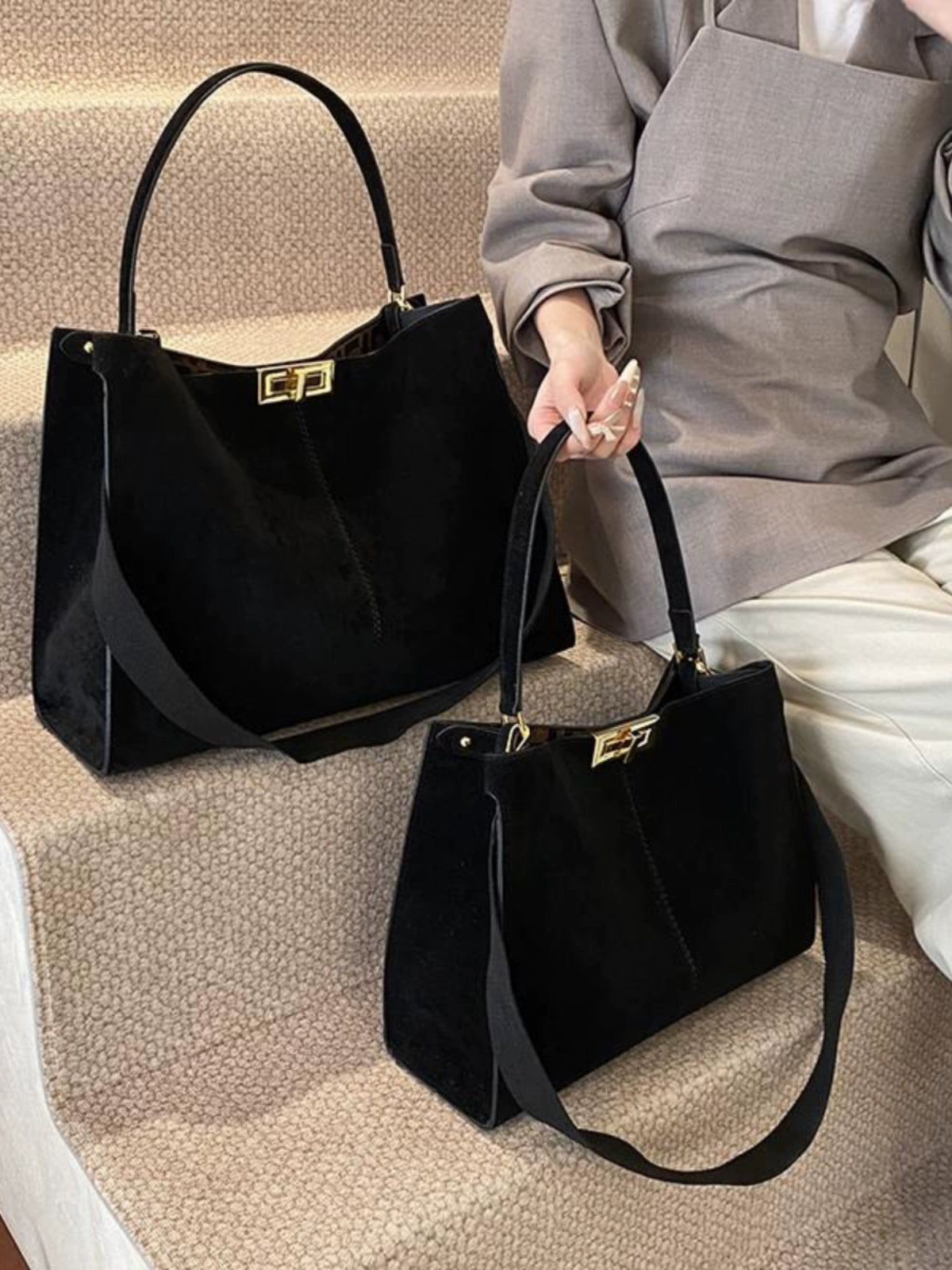 スウェードスクエアバッグ - 00036