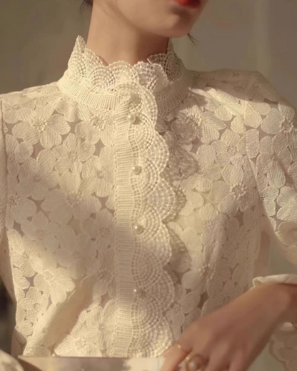 フレンチスタイルレースブラウス - 00010