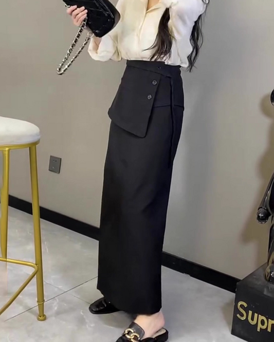 ブラックデザインスカート - 00024