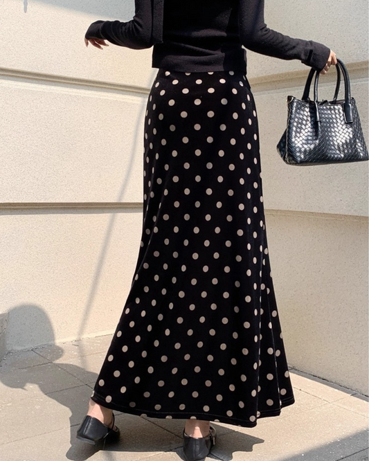 ベルベットドットマーメイドスカート - 00025