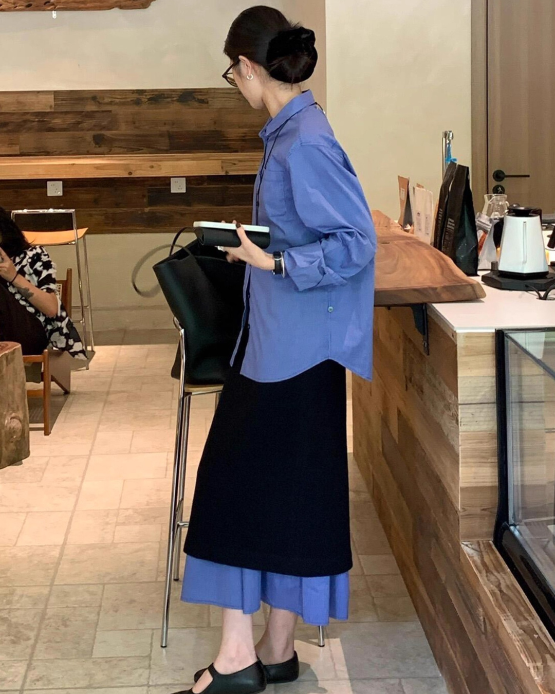 ブルーチェックシャツセットアップ - 00028