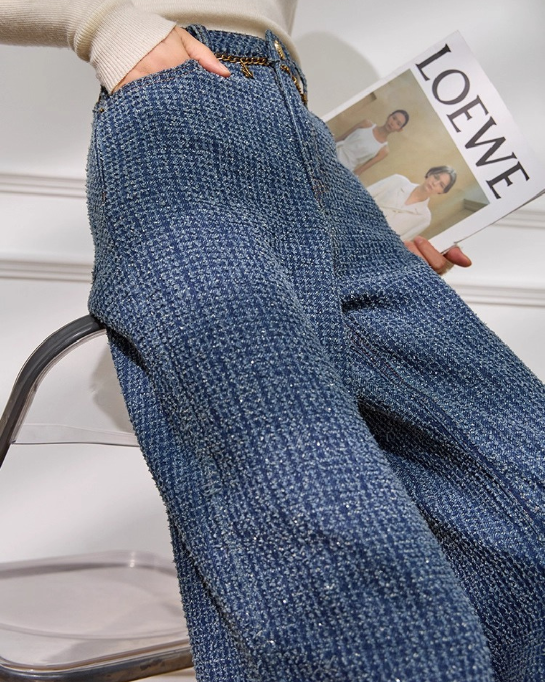 ツイードワイドパンツ - 00043