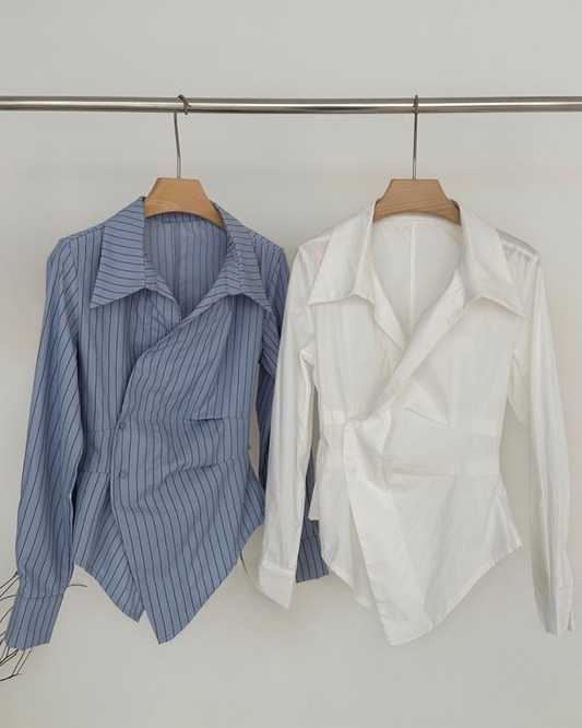 アシンメトリードレープシャツ - 00037