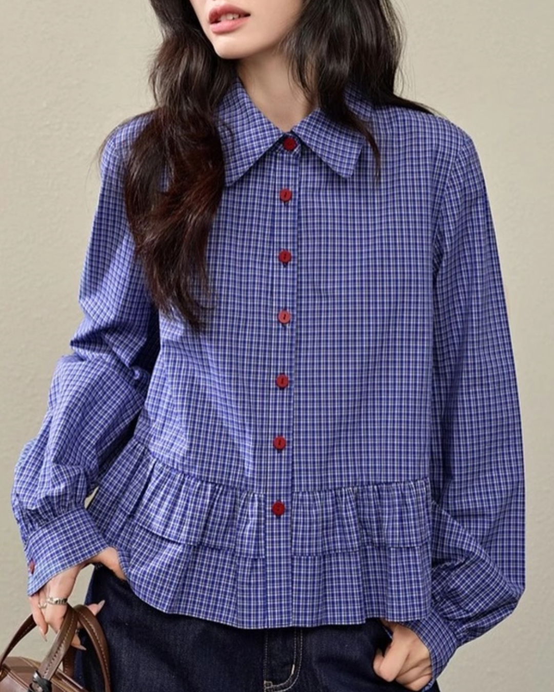 チェックフリルシャツ - 00047