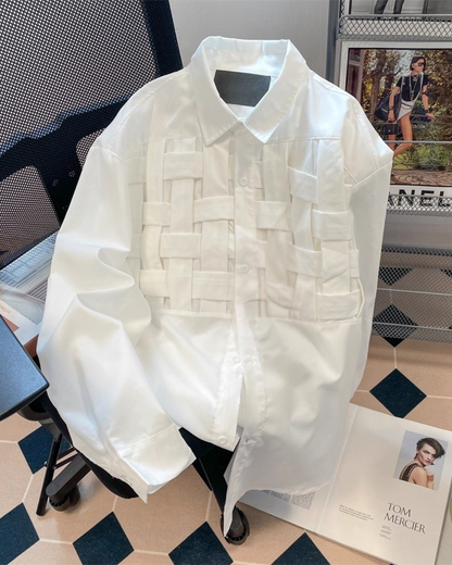 ホワイトデザインシャツ - 00011