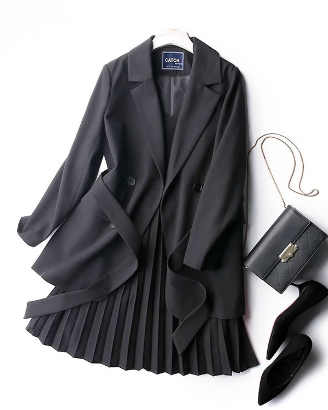 プリーツレイヤードジャケットセット - 00039