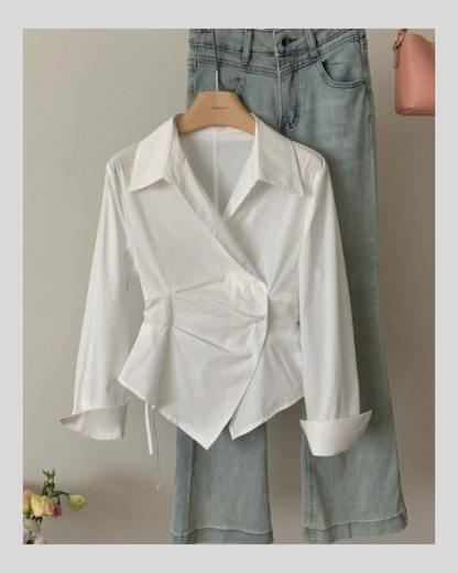 アシンメトリードレープシャツ - 00037