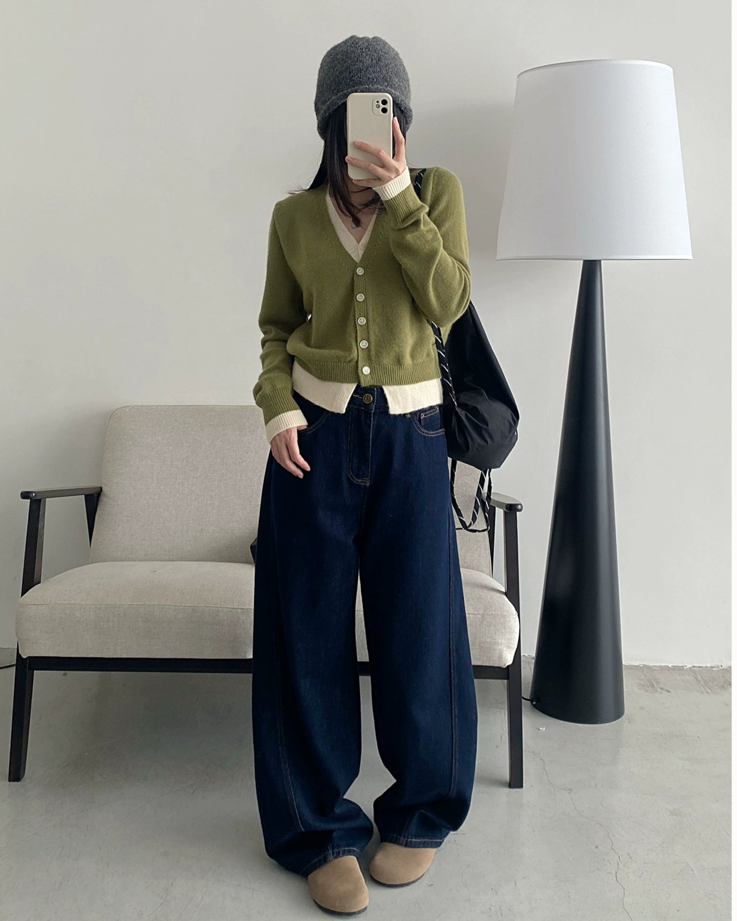 ツートーンカラーカーディガン - 00056