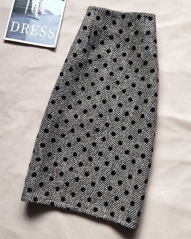 クラシカルドットストレートスカート - 00060