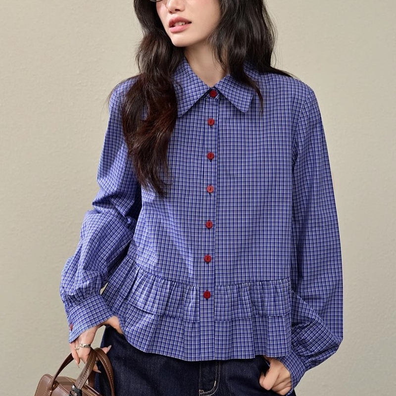 チェックフリルシャツ - 00047