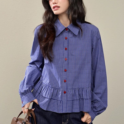 チェックフリルシャツ - 00047