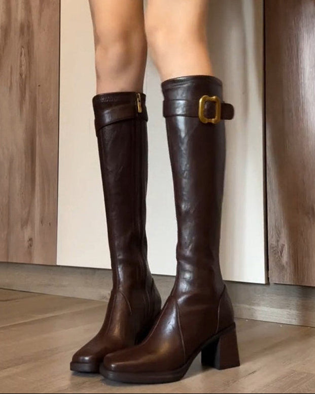 ゴールドバックルロングブーツ 00061