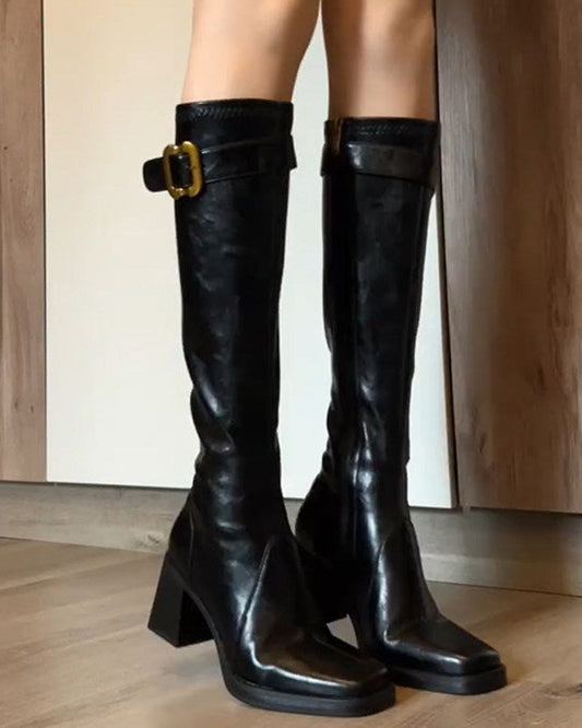ゴールドバックルロングブーツ 00061