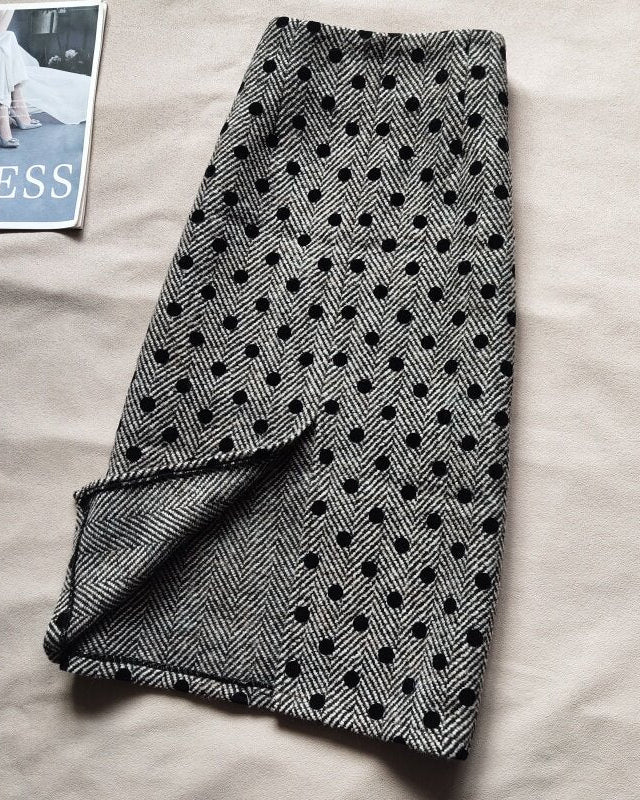 クラシカルドットストレートスカート - 00060