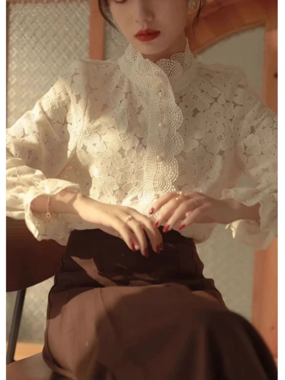 フレンチスタイルレースブラウス - 00010