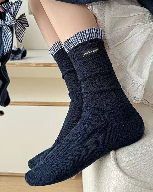 ギンガムチェックデザインソックス - 00052