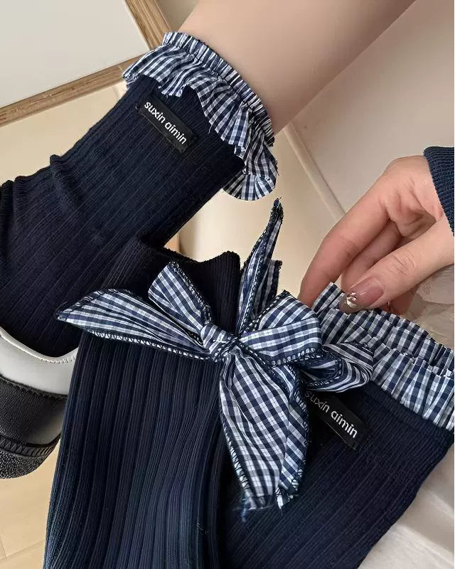 ギンガムチェックデザインソックス - 00052