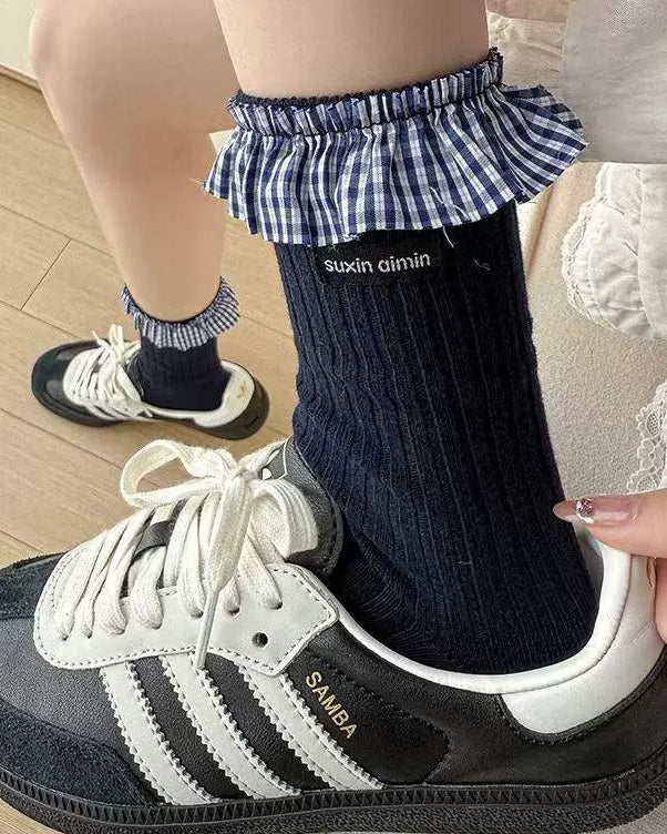 ギンガムチェックデザインソックス - 00052